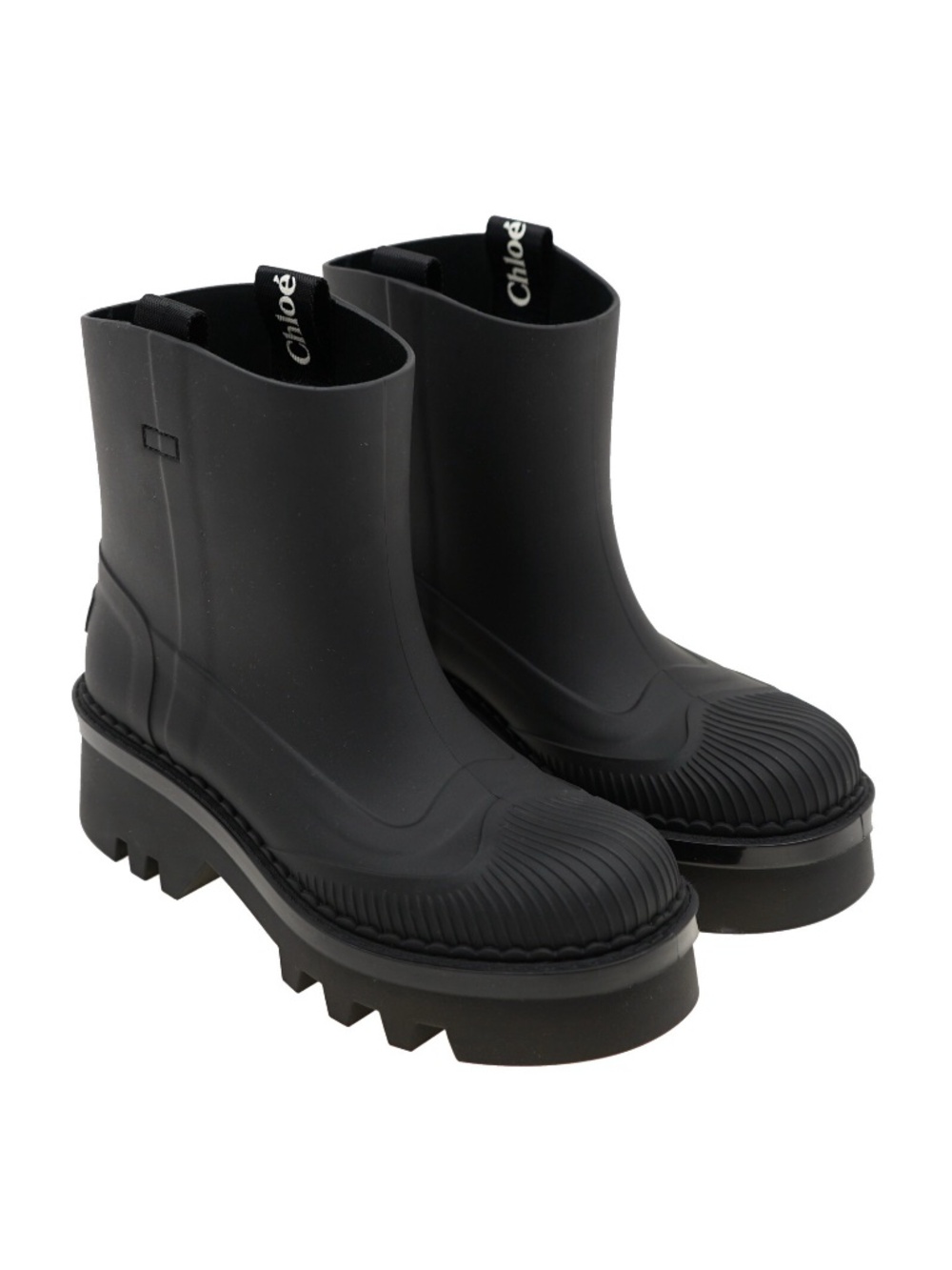 Chloe Raina Rain Boots Black Rubber Size 38 New